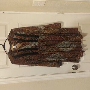 Bohemian Flowy Semi Sheer Dress With Black Slip Dress Long Sleeve